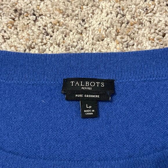 Talbots Blue Audrey Cashmere Sweater Large Petite LP - Picture 4 of 5